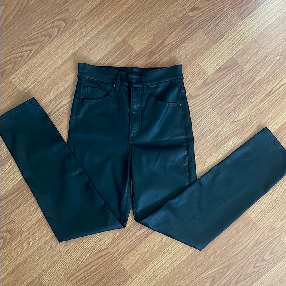 Express Slim High Waisted Black Faux Leather Jeans Regular length 00R